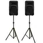 Mackie SRM350 V3 Powered Speakers - Pair with Stands